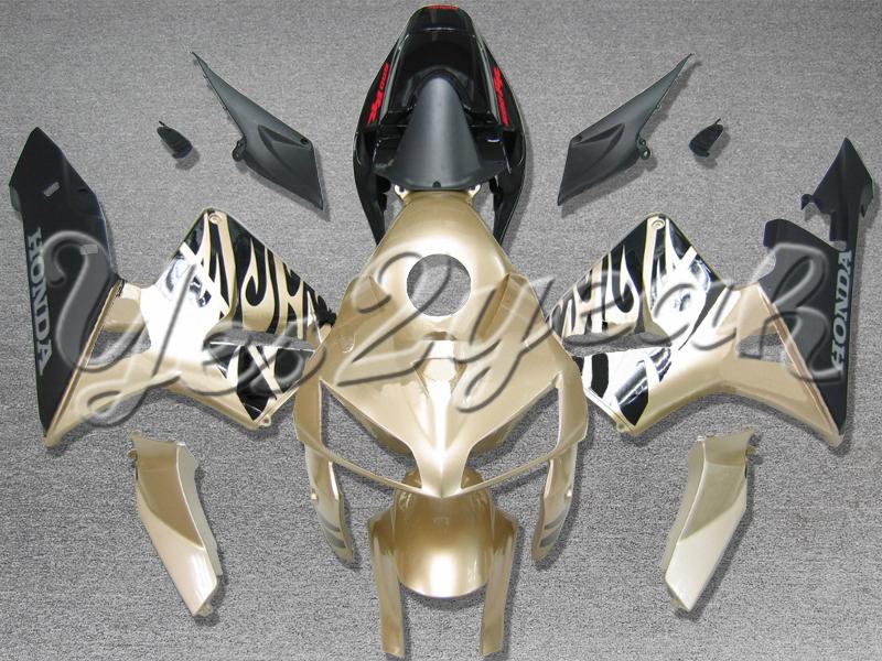 Injection molded fit 2005 2006 cbr600rr 05 06 flames gold black fairing zn700