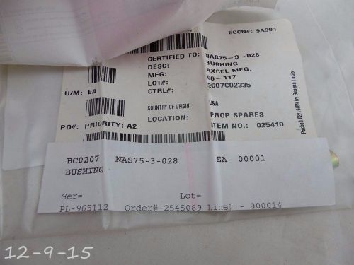 Cessna bushing nas75-3-028 with certificate