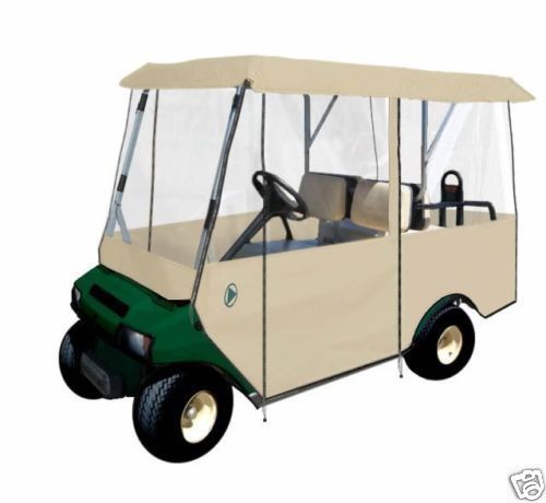 Drivable 4 person golf car cart cover enclosure tan