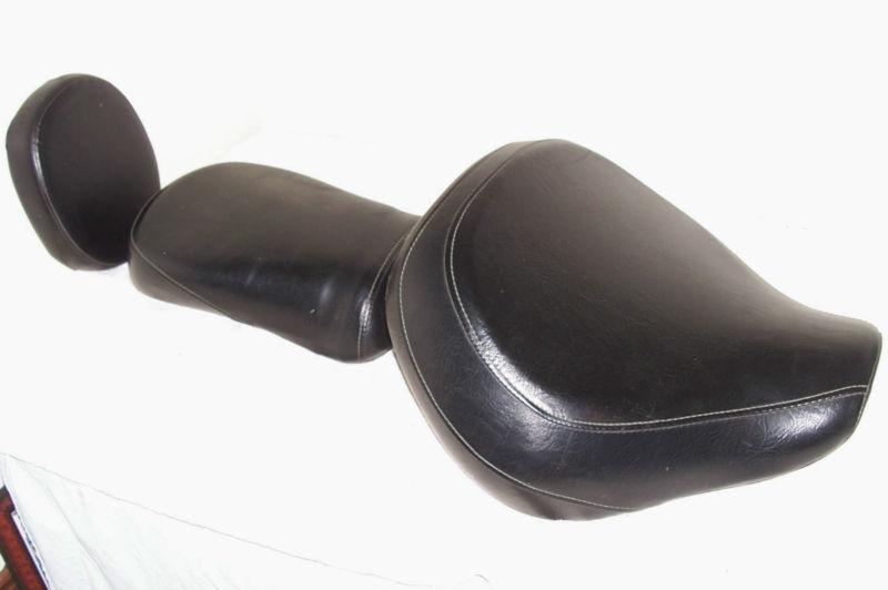 Solo seat leather pillion pad back rest metric cruiser suzuki boulevard c50 bike