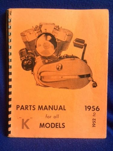 Original harley-davidson~motorcycle~parts manual for all "k" models~1952 to 1956
