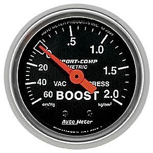 Auto meter 3303-j sport-comp gauge 2&#034; boost/vacuum/press 60 cm/hg 2.1 kg/cm²