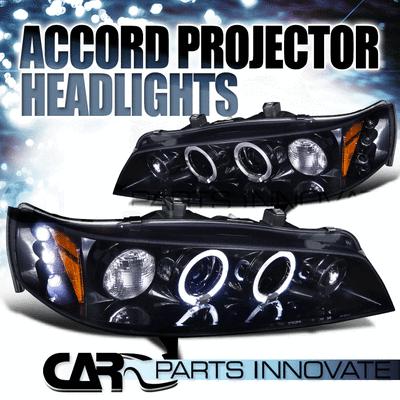 Glossy piano black honda 94-97 accord 2/4dr tinted led projector headlights