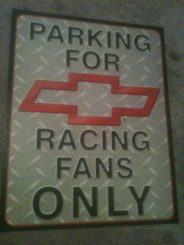 Chevy racing fans parking metal sign decor  garage man cave shop gas station new