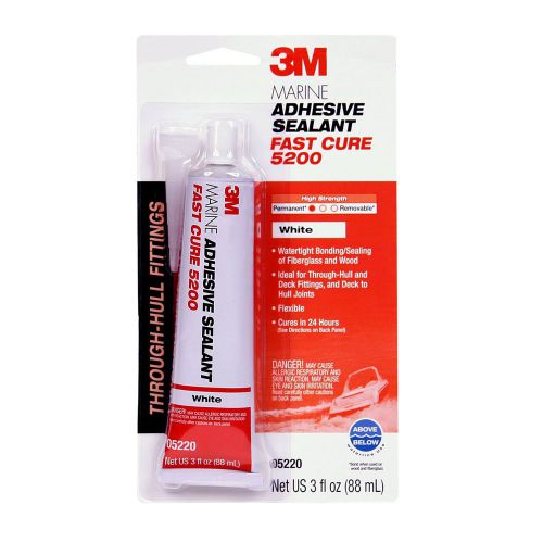 3m™ marine adhesive/sealant fast cure 5200, 05220, white, 3 oz.