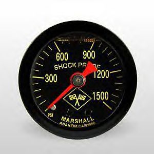 Marshall liquid filled 1.5&#034; nitrous pressure gauge 1500 psi nos midnight black