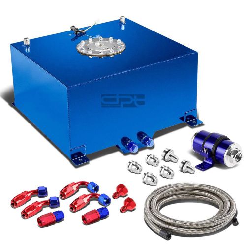 Purchase 10 GALLON/38L ALUMINUM FUEL CELL TANK+OIL FEED LINE+30 MICRON INLINE FILTER BLUE in
