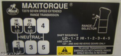 Purchase Mack Transmission 7 speed T2070 shift pattern in Orlando ...