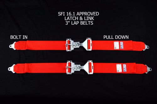 Rjs racing sfi 16.1 latch &amp; link lap belts red pair 50502-4 15001904