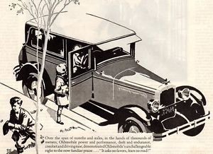 Vintage original  10 1/2 &#034; x 13 1/2 &#034;  1926  oldsmobile  landau  advertisement
