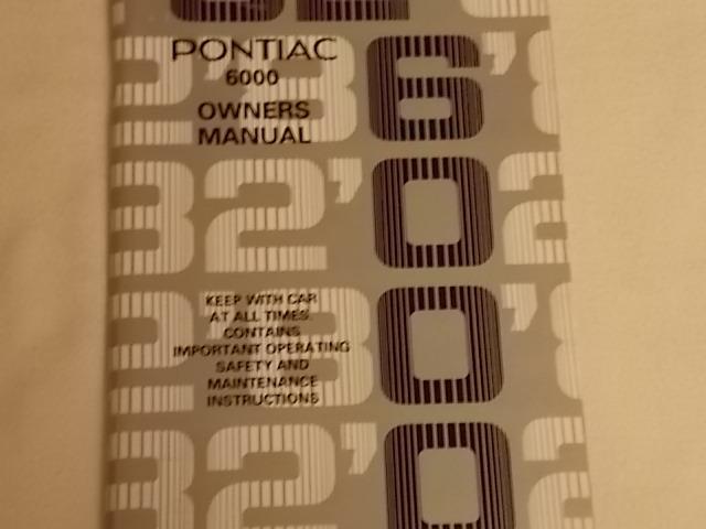       1982     pontiac       6000      owners         manual