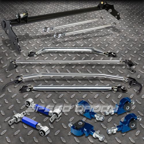 Traction control+strut bar+6pc blue front+rear camber kits 88-91 civic/crx ed/ee