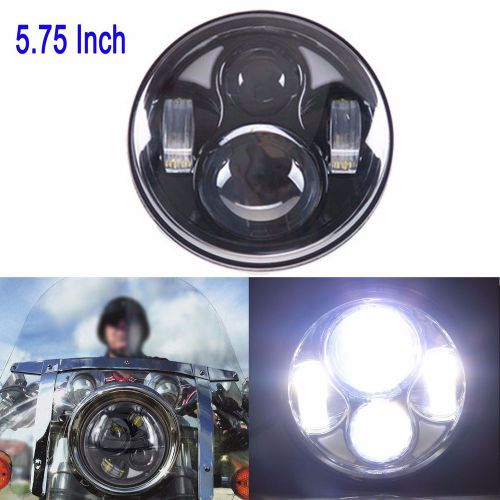 5.75&#034; 5 3/4 led motorcycle headlight daymaker black projector drl bulb fr harley