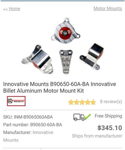 Innovative billet-aluminum-motor-mount-kit honda or acura part # b90650-60a-ba