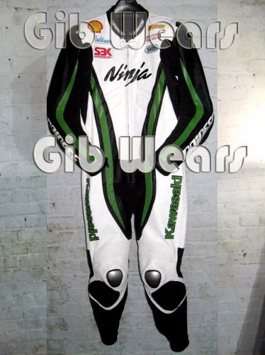 Kawasaki ninja one piece / two pieces motorcycle cowhide leather racing suit