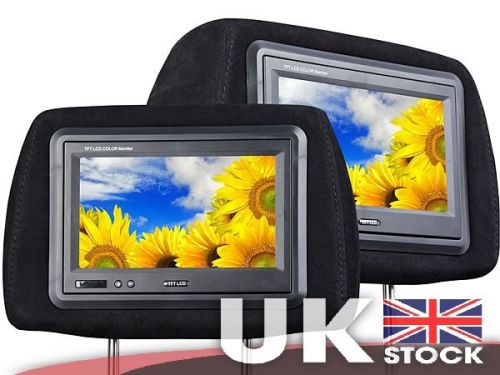 Pair of 7&#034; headrest monitor with moquette cover black hd digital screen 1024*600