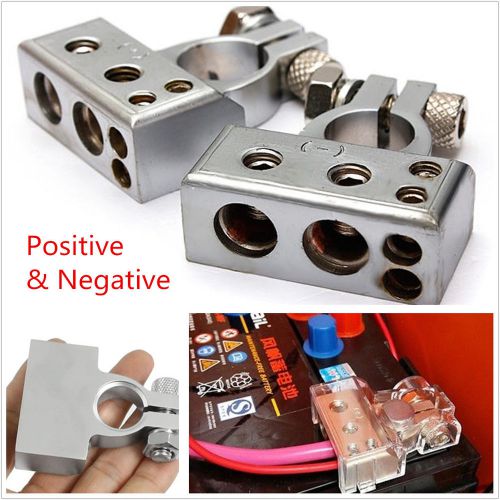 2 pcs 12v metal positve&amp;negative car trucks battery terminal clamp connector kit
