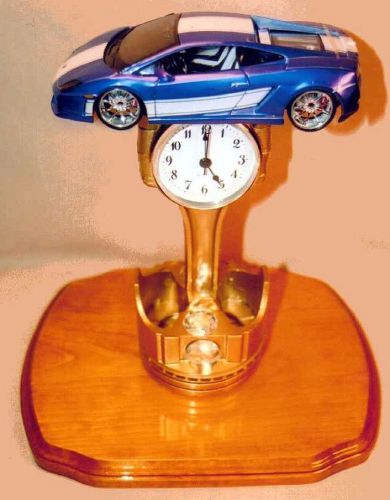 Lamborghini gallardo 2012 lp 560-4/ piston clock mounted on 11x9 oak wood plaque