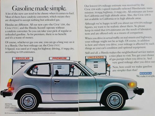 1978 honda  - 2 page vintage print advertisement - measures ~13 1/4" x 10"