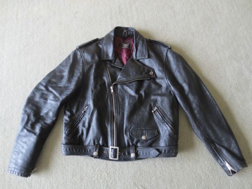Vintage stagg brando-style leather motorcycle jacket for harley triumph bsa