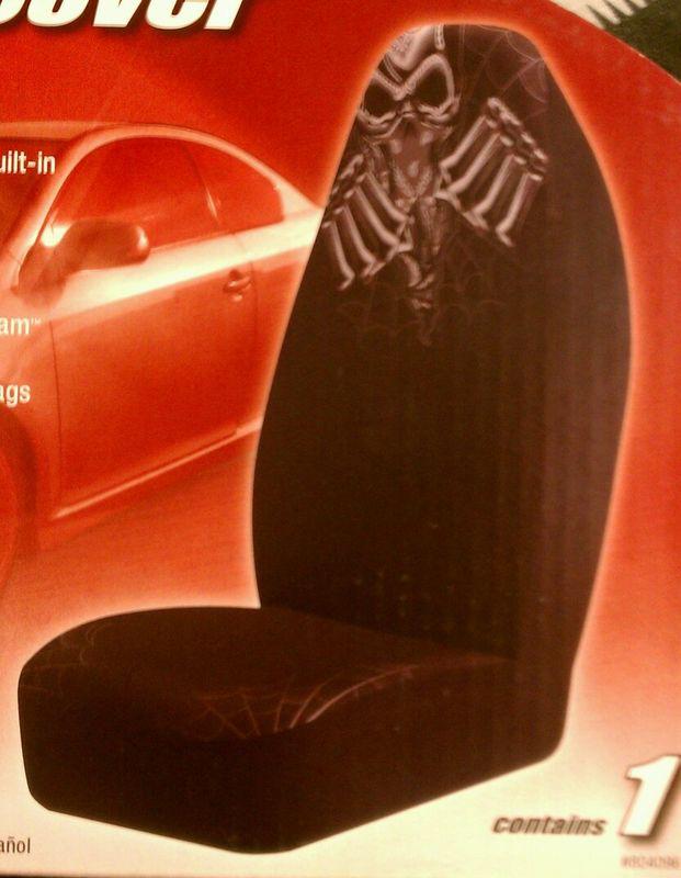 SEAT COVER AUTO EXPRESSIONS SKULL WEB BUCKET SEAT, US $19.99, image 2