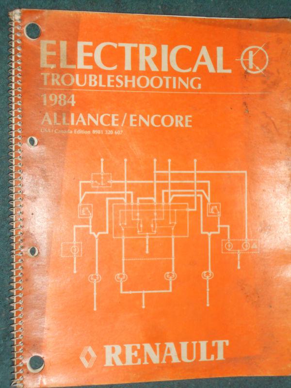 1984 RENAULT ALLIANCE & ENCORE ELECTRICAL SHOP MANUAL / ORIGINAL SERVICE BOOK, US $27.50, image 2