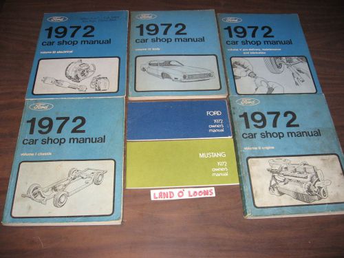 1972 ford/mercury/lincoln shop/service manual mustang set/5 + 2 original owners