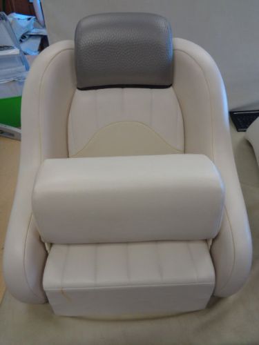 Yamaha jet captain seat w / flip up bolster vinyl off white &amp; gray marine boat