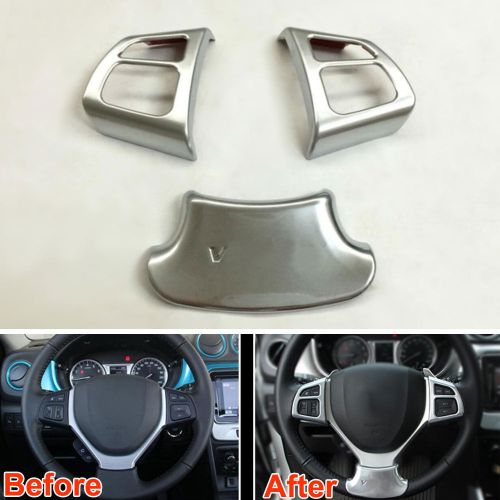 3pcs abs interior steering wheel moulding button cover trim for vitara 2016