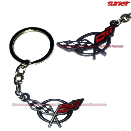 Matte black sport red/white colour metal keychain fit for corvette c5 z06 grand