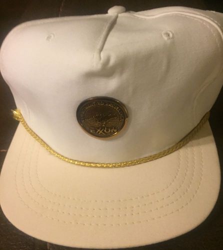 Commitment of excellence exxon white with gold emblem on baseball hat