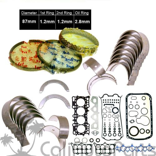 93-96 honda prelude v-tec 2.2 h22a1 full gasket set piston rings engine bearings