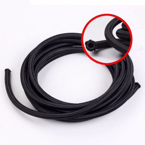 -4 an an4 4.8mm 3/16&#034; id braided black nylon rubber fuel line oil hose by foot