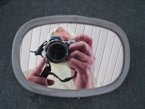Vintage car sun visor mirror