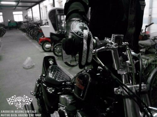 Nb deerskin cow leather retro vintage motorcycle winter gloves velvet inside