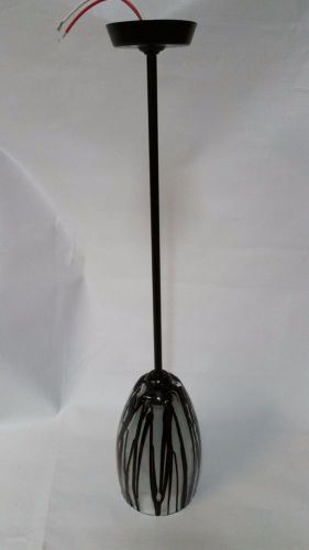 Black 12 volt rv pendant black and white striped glass dinette light fixture