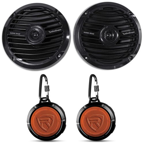 2) rockford fosgate prime rm0652b 6.5&#034; 100w marine/boat speakers+2 free speakers