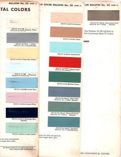 1959 lincoln premiere continental mark iv 59 paint chip dupont 8