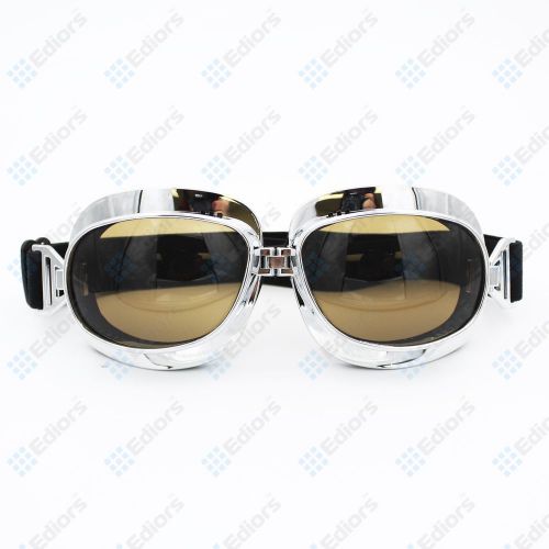 Wwii raf vintage aviator pilot chrome motorcycle half german helmet goggles
