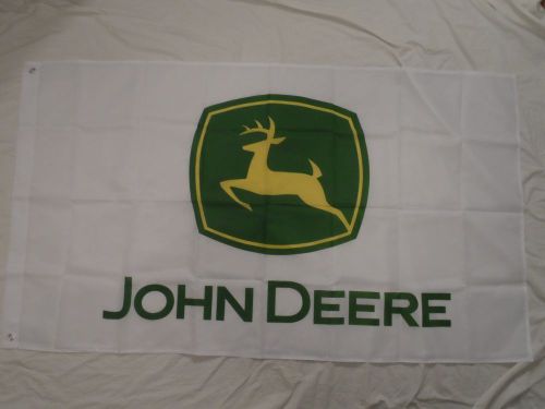 John deere white 3 x 5 polyester banner flag man cave tractor supply!!!