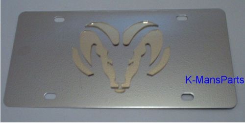 Dodge ram emblem stainless steel vanity license plate tag gold