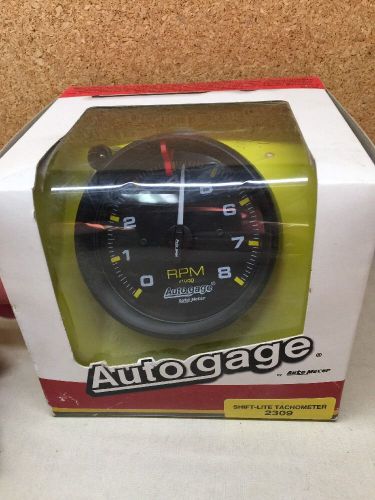 Autometer tachometer auto gage 0-8 000 rpm 3 3/4" analog electrical w/ shift