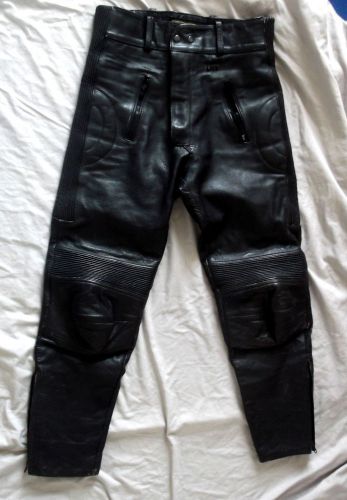 Vintage lion black leather motorcycle trousers, size 34&#034;