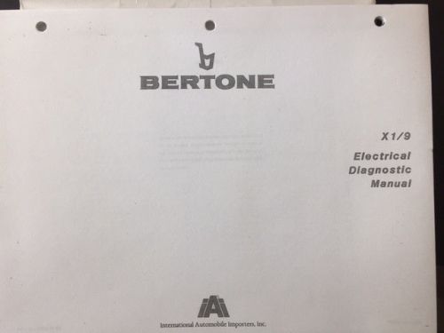 Bertone electrical diagnostic manual x1/9 fiat