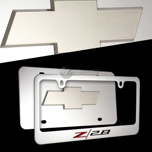 3d chevrolet z28 z/28 stainless steel license plate frame -2pcs front &amp; back set