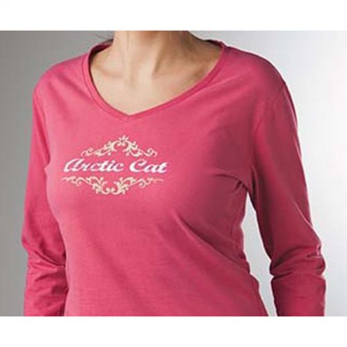 Arctic cat women&#039;s arctic cat v-neck long-sleeve tee t-shirt - pink - 5249-45_
