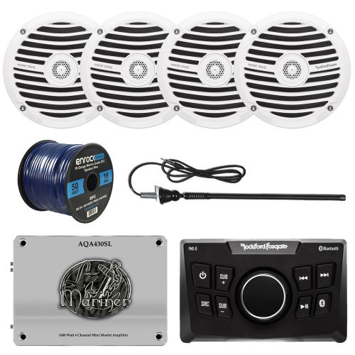 Rockford pmx0 bluetooth marine stereo, 4x 6.5&#034; speaker, 1800w amplifier, antenna