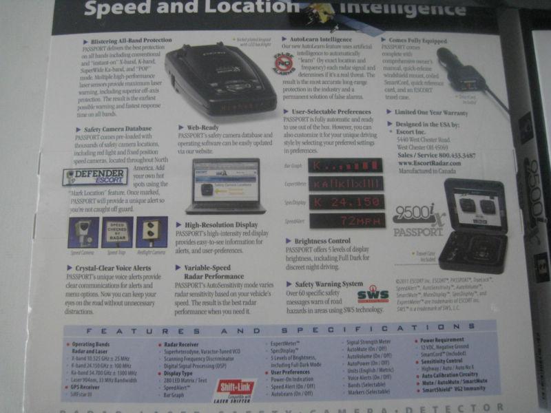 Escort POLICE Radar Laser Detector GPS 9500ix 9500 ix BRAND NEW SEALED RED L@@K , US $449.95, image 2