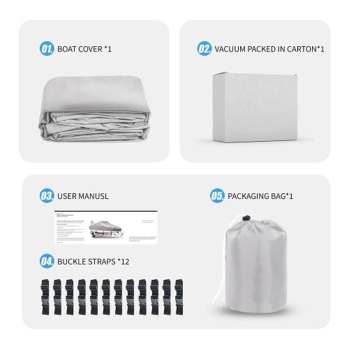 Boat Cover, 17'-19' Heavy Duty 900D Polyester Canvas Trailerable Boat covers,..., US $155.78, image 2