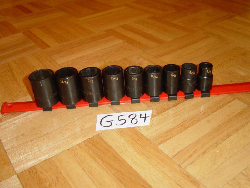 Matco tools 9 piece 1/2 drive sae. short impact socket set 6 point